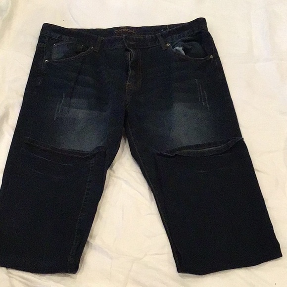 Carbon Relaxed Straight Flex Dar Blue Denim Jeans Size 36/32 - Picture 1 of 5